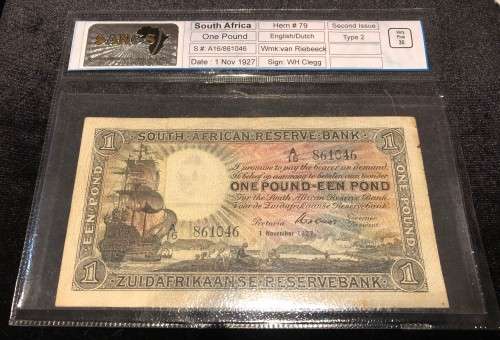 1927 ONE POUND WH Clegg E/D (VF 30)