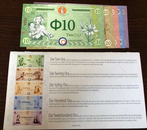 Orania Set of 5 ORA BANKNOTES