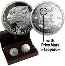 2020 BIG 5 Leopard 1oz & Krugerrand Privy 1oz Silver Proof Coin Set