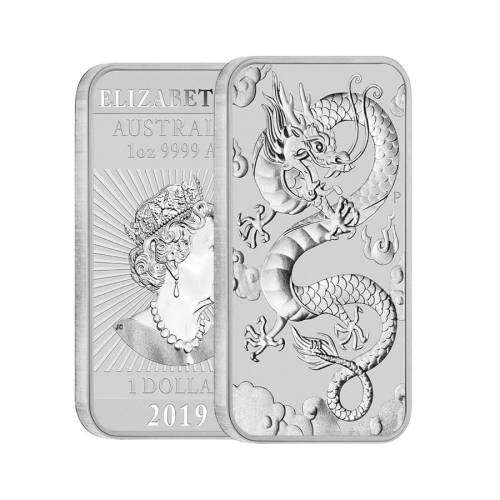 Australian 1 oz SILVER Dragon Bar Coin