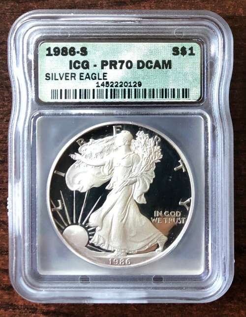 1986 SILVER USA Eagle 1oz Coin (PF70)