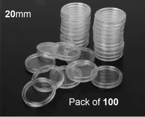Clear Round Coin Capsules (20mm) - 100 Pack