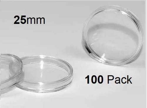 Clear Round Coin Capsules (25mm) - 100 Pack
