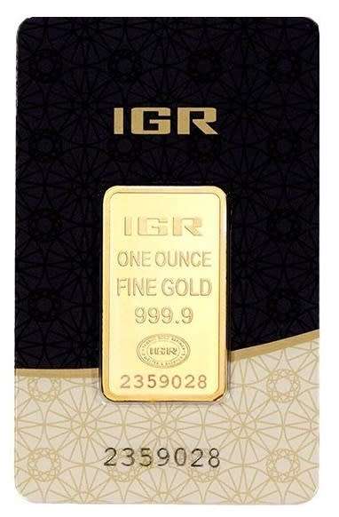 GOLD 1g Pure / Fine 24k IGR Bullion Bar