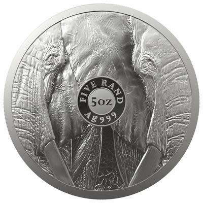  BIG 5 SILVER 5oz ELEPHANT, 1st 5oz (Series 2)