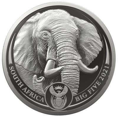  BIG 5 SILVER 5oz ELEPHANT, 1st 5oz (Series 2)