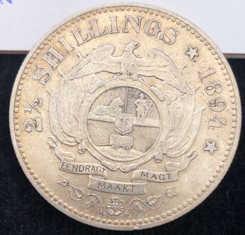 1894 ZAR Silver 2 1/2 Shilling.