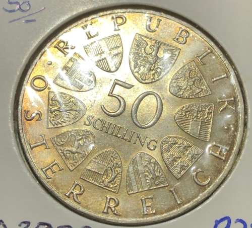 1967 Austrian SILVER 50/- UNC (.900 Fineness)