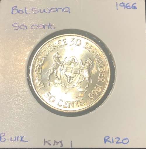 1966 Botswana 50 Cents.KM 1
