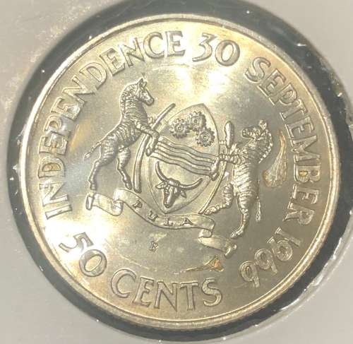 1966 Botswana 50 Cents.KM 1