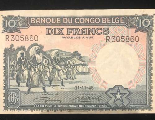 Belgium Congo 10 Francs 1948