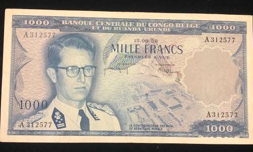 Belgium Congo 1000 Francs 15/08/58