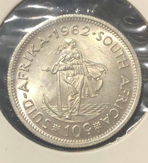 1962 SA Silver 10 Cent UNC