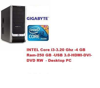 GIGABYTE Core i3-3.20 Ghz -4 GB Ram-250 GB -USB 3.0-HDMI-DVI-DVD RW  - Desktop P