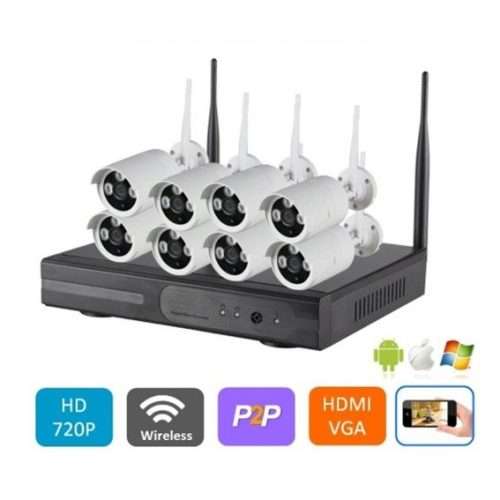 HD 8 Channel 720P Wireless IP Camera CCTV Security Surveillance System NVR KIT