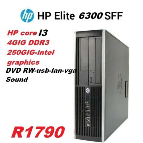 HP COMPAQ 6300 Elite SFF Intel Core i3  310 GHz- 4gig- 250gig hdd-dvd RW
