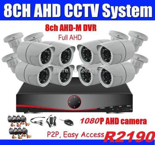 8CH AHD CCTV Security DVR, 8 x Outdoor Night Vision Cameras Surveillance System DIY Kit ,ready to go