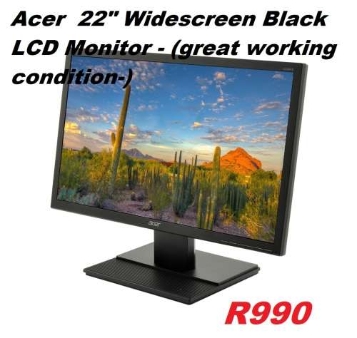 Acer  22` Widescreen Black LCD Monitor - (great working condition-)