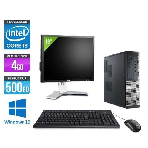 Dell Optiplex Desktop Core I3- 3.1Ghz 4GB 250GB DVD WiFi HDMI Windows 10 Home PC and 19` LCD -