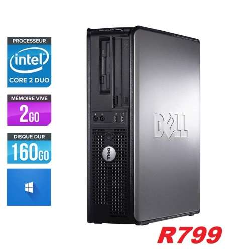 Dell Optiplex 760 Desktop PC - Core 2 Duo 2.93GHz Intel E7500, 2 GB RAM, 160G B Hard Drive, DVD ROM,