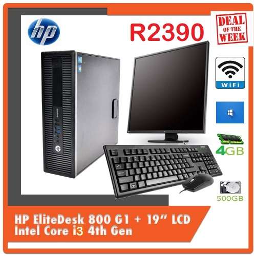 HP EliteDesk 800 G1  Intel Core i3 4th Gen + 19 Monitor (refurb)