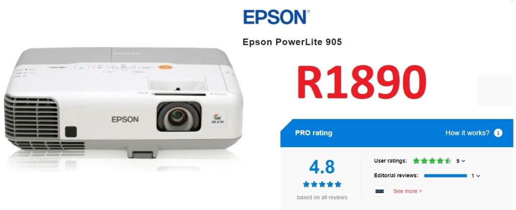 EPSON POWERLITE 905H XGA 3LCD PROJECTOR,(refurb) power cable