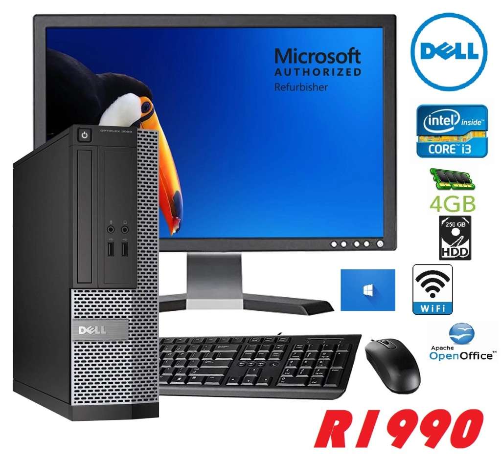 Dell Desktop Computer 3000 Core i3 3.2GHz 4GB RAM 250  HD and a 19` LCD Monitor (Refurbished)