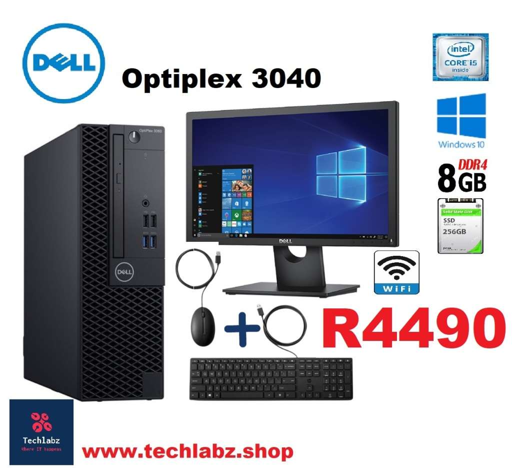 Dell OptiPlex 3040 Intel i5, 6th Gen SFF PC with 22` Monitor+keyboard +mouse+wifi windows 10 + offic