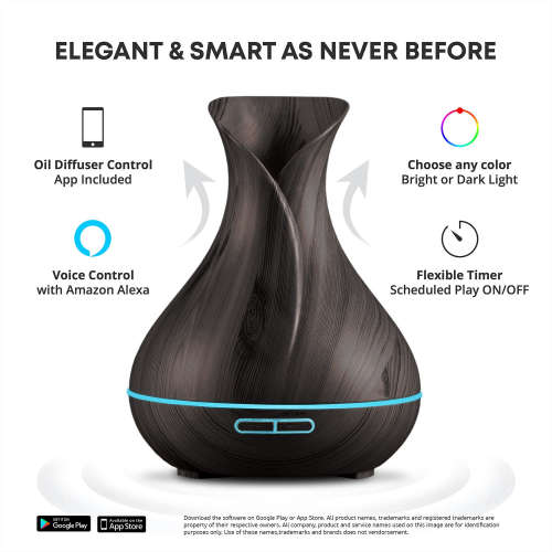 Smart WiFi Essential Oil Aromatherapy Ultrasonic Air Diffuser Humidifier (Dark Brown) ** Sale**