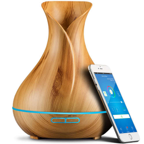 Smart WiFi Essential Oil Aromatherapy Ultrasonic Air Diffuser Humidifier (Light Brown)