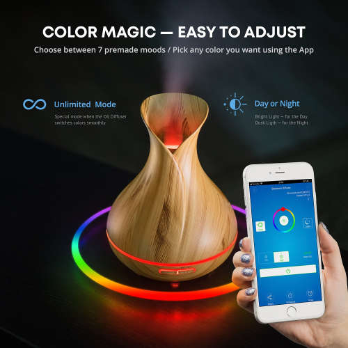 Smart WiFi Essential Oil Aromatherapy Ultrasonic Air Diffuser Humidifier (Light Brown)