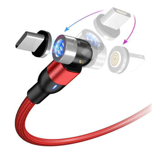 3 in 1 Magnetic Cable 3A Data Fast Charging 540 Rotatable 2m Micro, USB C, IOS Nylon Braided