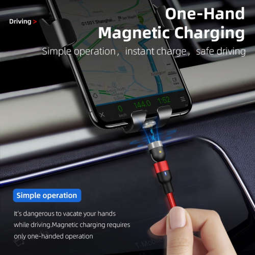 3 in 1 Magnetic Cable 3A Data Fast Charging 540 Rotatable 2m Micro, USB C, IOS Nylon Braided