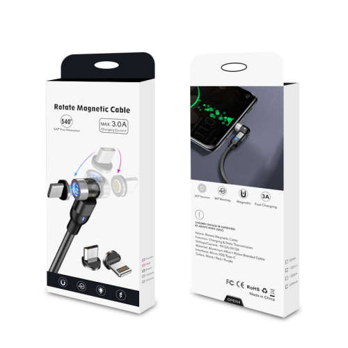3 in 1 Magnetic Cable 3A Data Fast Charging 540 Rotatable 2m Micro, USB C, IOS Nylon Braided