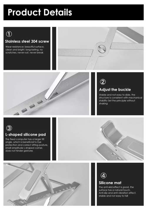 Double Foldable Portable Adjustable Laptop Mobile Tablet iPad Notebook Desk Stand for Office Home