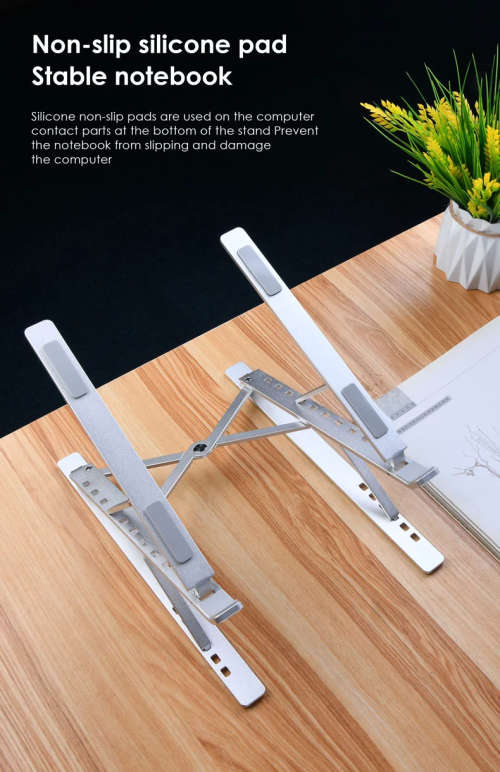 Double Foldable Portable Adjustable Laptop Mobile Tablet iPad Notebook Desk Stand for Office Home