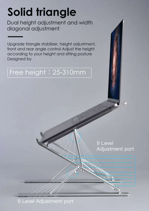 Double Foldable Portable Adjustable Laptop Mobile Tablet iPad Notebook Desk Stand for Office Home