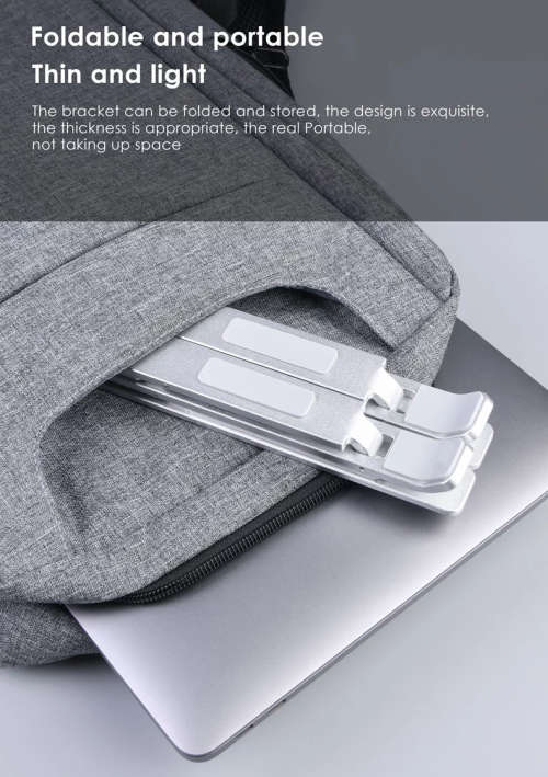 Double Foldable Portable Adjustable Laptop Mobile Tablet iPad Notebook Desk Stand for Office Home