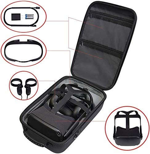 Hard Travel Case for Oculus Quest 1 or Quest 2 VR Gaming Headset Controllers Waterproof Shockproof