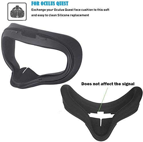 VR Face Silicone Mask Face Cover for Oculus Quest 1 Face Pad Cushion Sweatproof Lightproof - Black