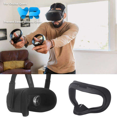 VR Face Silicone Mask Face Cover for Oculus Quest 1 Face Pad Cushion Sweatproof Lightproof - Black