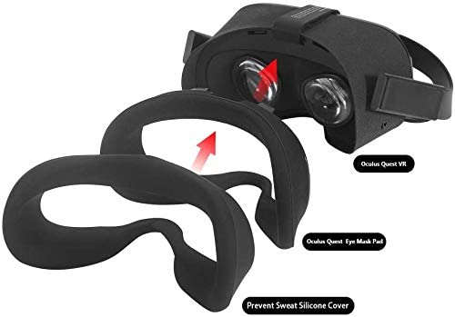 VR Face Silicone Mask Face Cover for Oculus Quest 1 Face Pad Cushion Sweatproof Lightproof - Black