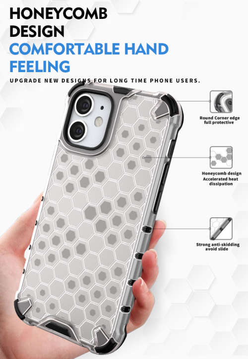 Apple Iphone 11 Series 12 Series Shockproof Honeycomb Cover - Transparent **Sale**