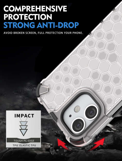 Apple Iphone 11 Series 12 Series Shockproof Honeycomb Cover - Transparent **Sale**