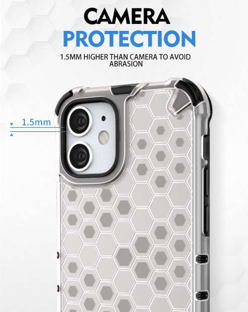 Apple Iphone 11 Series 12 Series Shockproof Honeycomb Cover - Transparent **Sale**