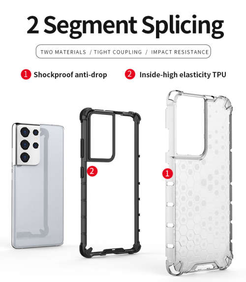 Samsung Galaxy S21 Ultra Shockproof Honeycomb Cover - Transparent **Sale**