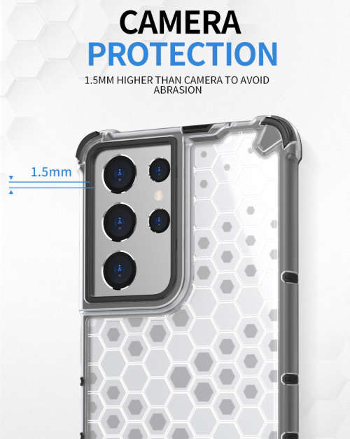 Samsung Galaxy S21 Ultra Shockproof Honeycomb Cover - Transparent **Sale**