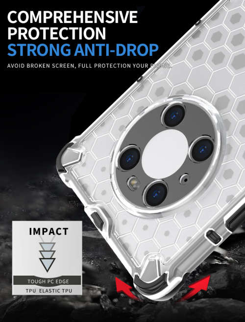Huawei Mate 40 Pro Shockproof Honeycomb Cover - Transparent **Sale**