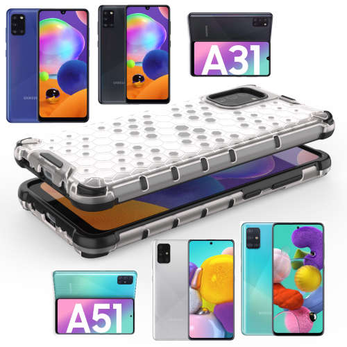 Samsung Galaxy A31 A51 A71 Shockproof Honeycomb Cover - Transparent **Sale**