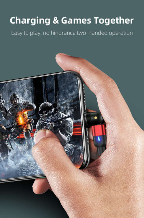 3 in 1 Magnetic Cable 3A Data Fast Charging 540 Rotatable 2m Micro, USB C, IOS Nylon Braided (Red)